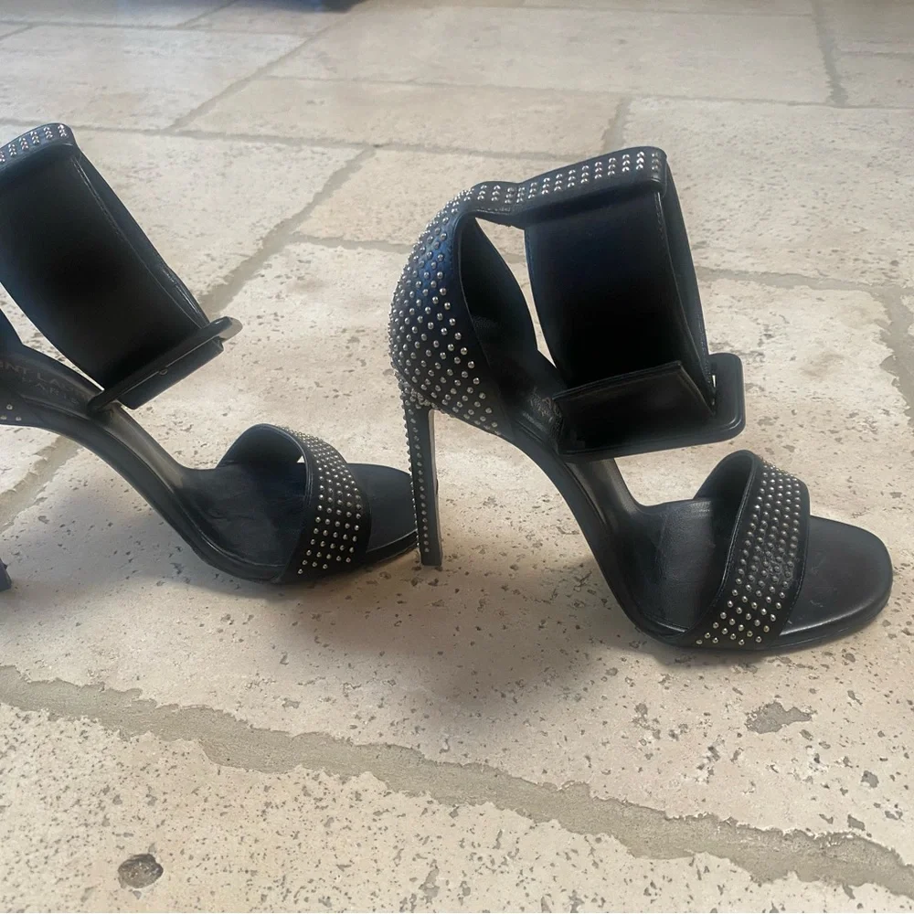 Saint Laurent Black Crystal Embellished Heels - Picture 4 of 8